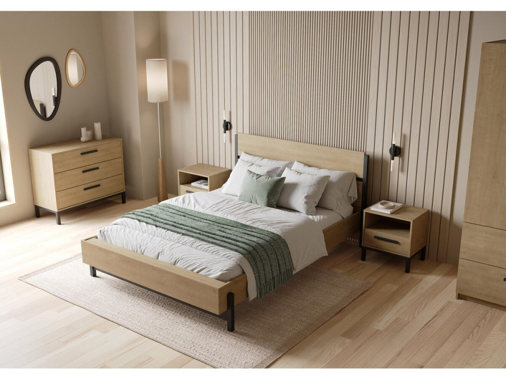 "Craft" Pull-Out Double Bed - Wood - 140 x 190/200 cm - Brown