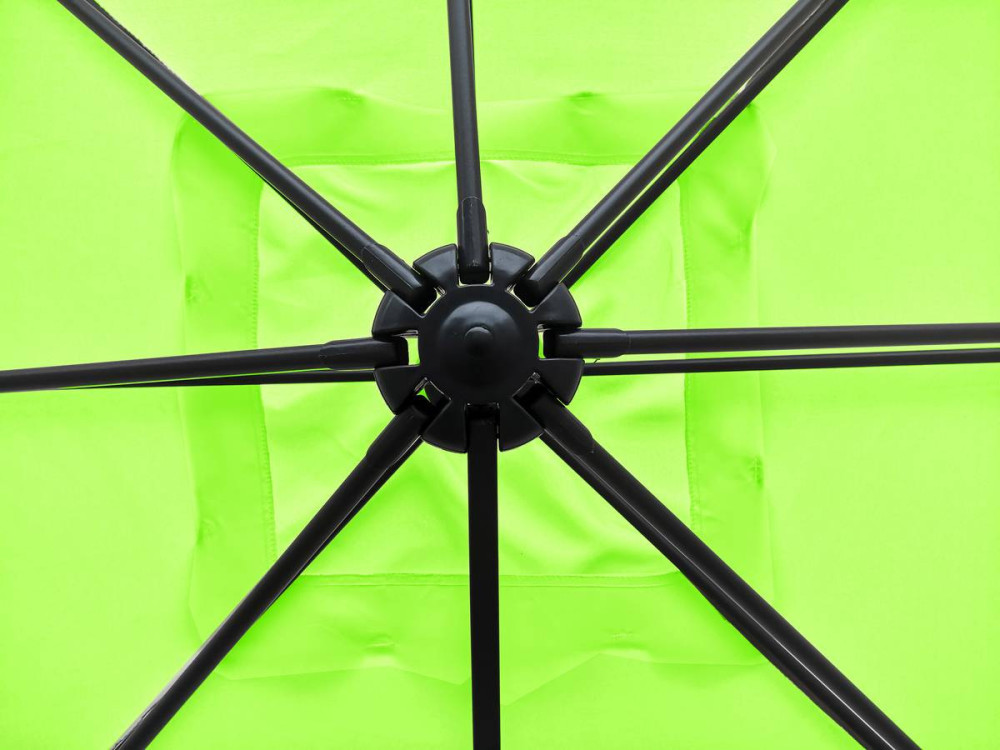 Hanging garden parasol with portable base "Soleil" - Square shape -  2.5 x 2.5 m - Green + Protection cover