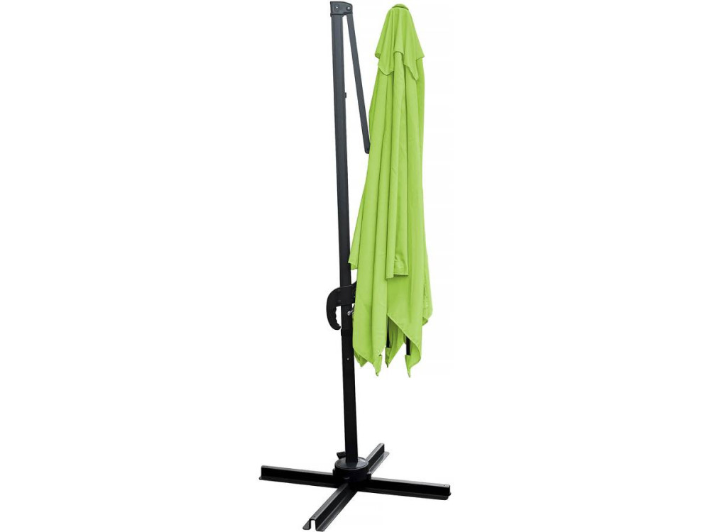 Hanging garden parasol with portable base "Soleil" - Square shape -  2.5 x 2.5 m - Green + Base stand