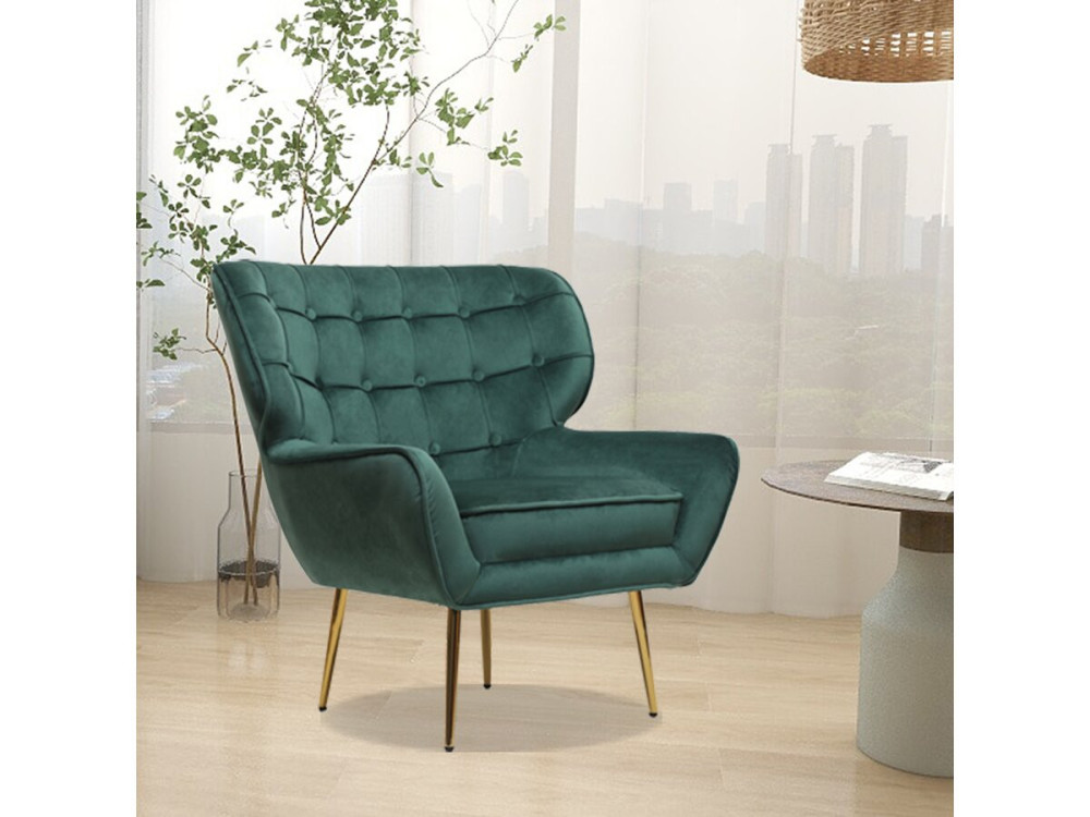 Velvet armchair "Austin" - 79 x 71 x 79.5 cm - Green