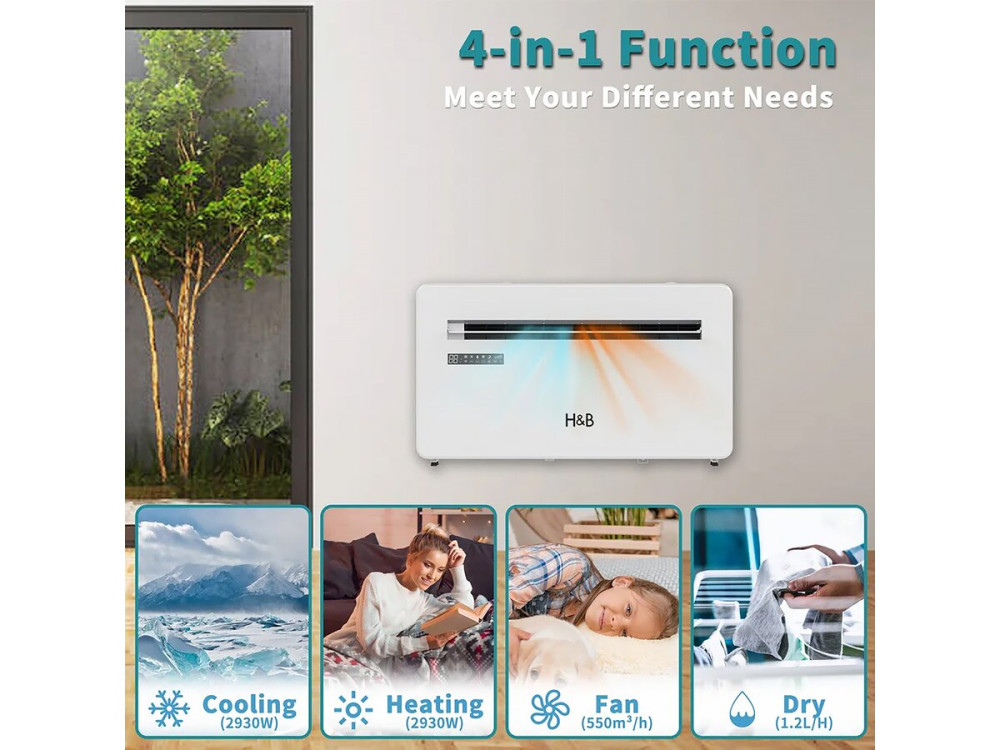Climatiseur monobloc wifi réversible - 3000W - Blanc