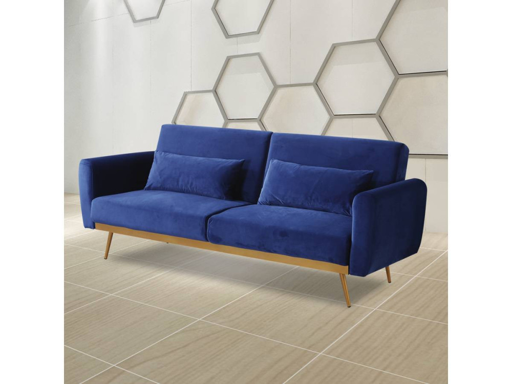 Donia Velvet Clic Clac Sofa - 203 x 81 x 83 cm - 3 seater - Dark blue