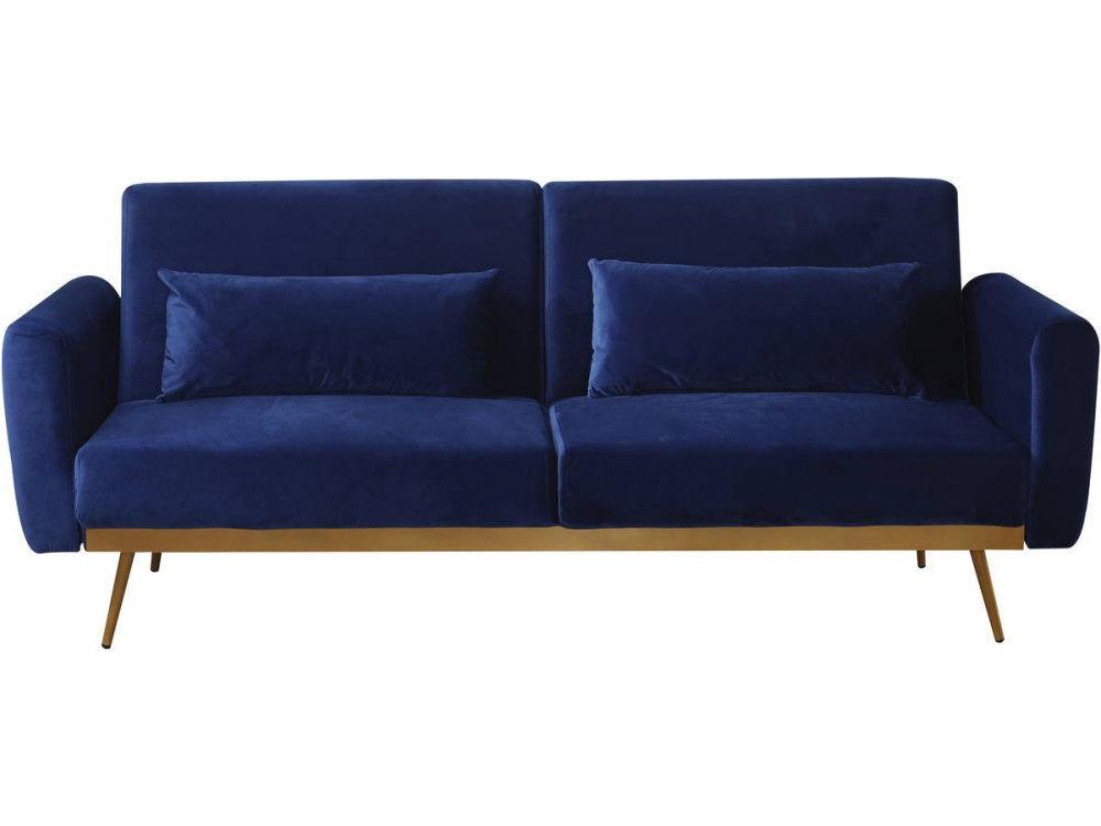 Donia Velvet Clic Clac Sofa - 203 x 81 x 83 cm - 3 seater - Dark blue