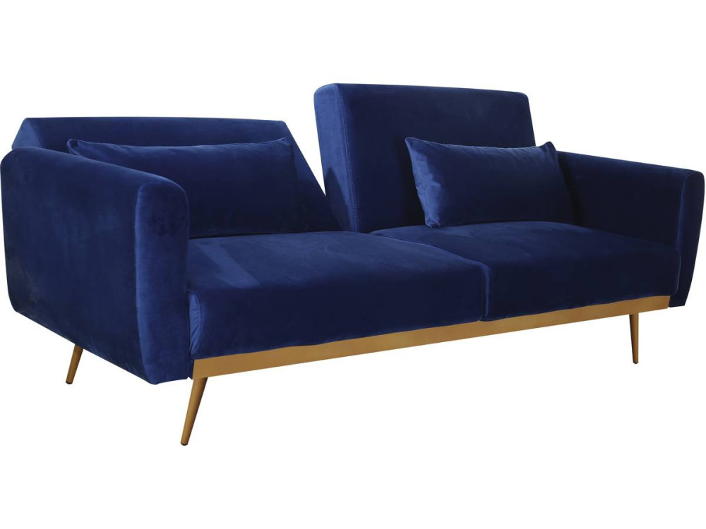Donia Velvet Clic Clac Sofa - 203 x 81 x 83 cm - 3 seater - Dark blue