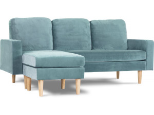 Reversible corner sofa "Gabby"  in velvet - 3-seater sofa- Light blue