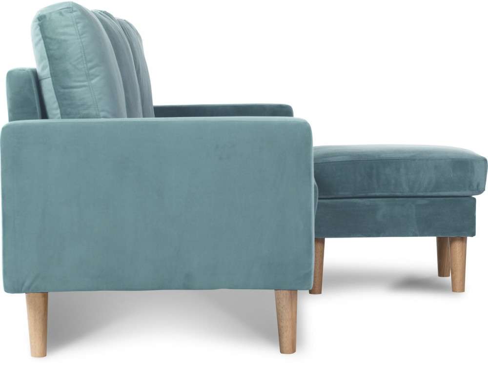 Reversible corner sofa "Gabby"  in velvet - 3-seater sofa- Light blue
