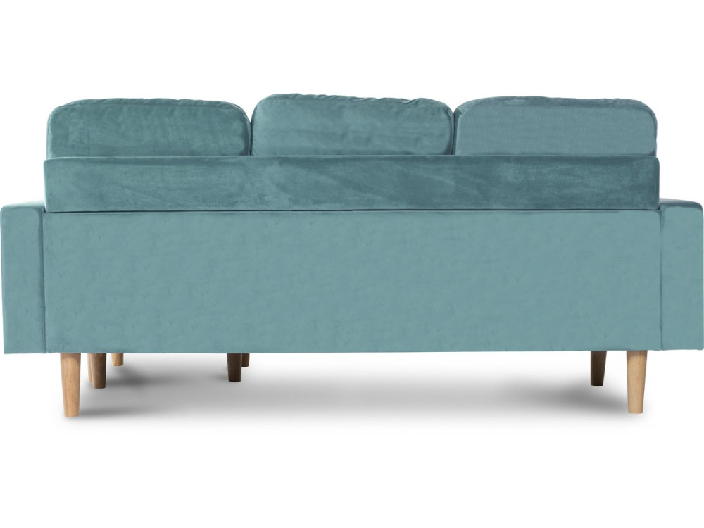 Reversible corner sofa "Gabby"  in velvet - 3-seater sofa- Light blue