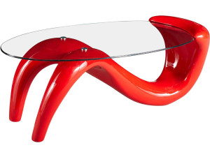 Oval Fiberglass Low Table / Coffee Table "Maya" in Fiberglass - Red