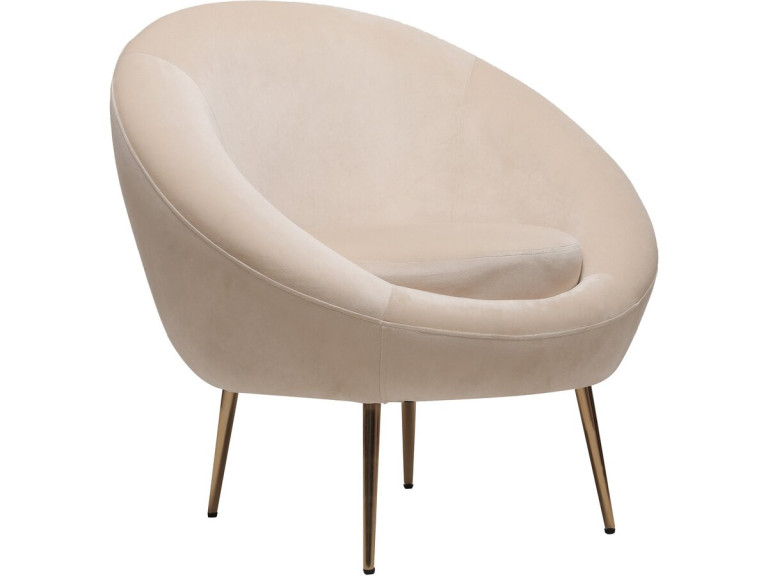 Cocon velvet armchair - 77 x 74 x 77.5 cm - Beige