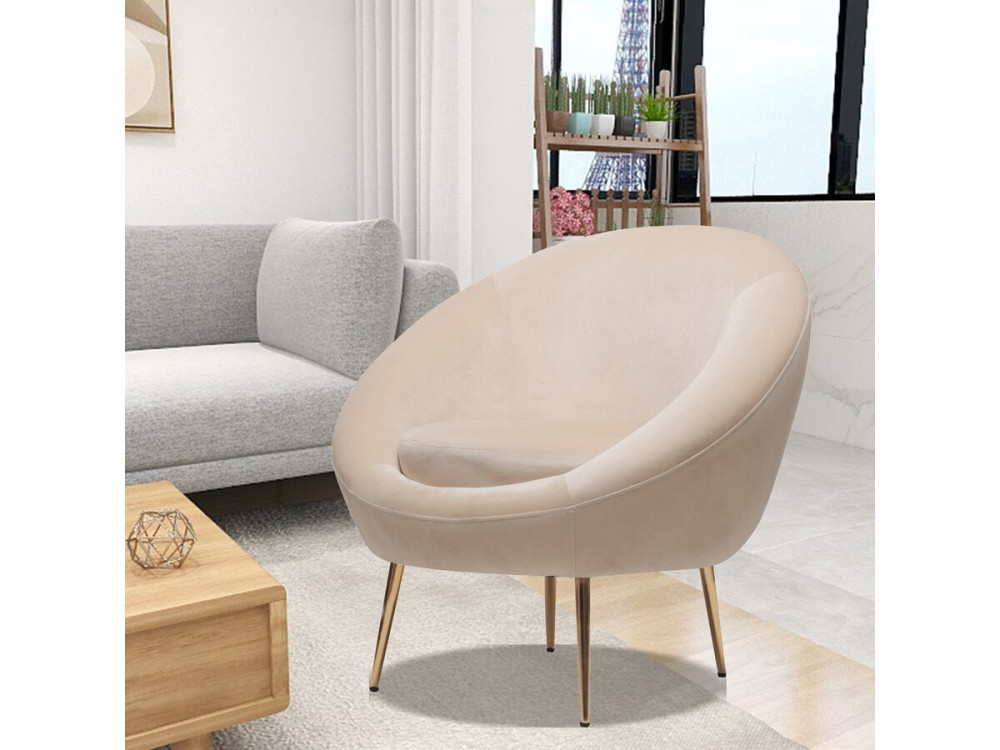 Cocon velvet armchair - 77 x 74 x 77.5 cm - Beige