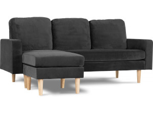 Reversible corner sofa "Gabby" in velvet - 3-seater sofa - Dark Grey
