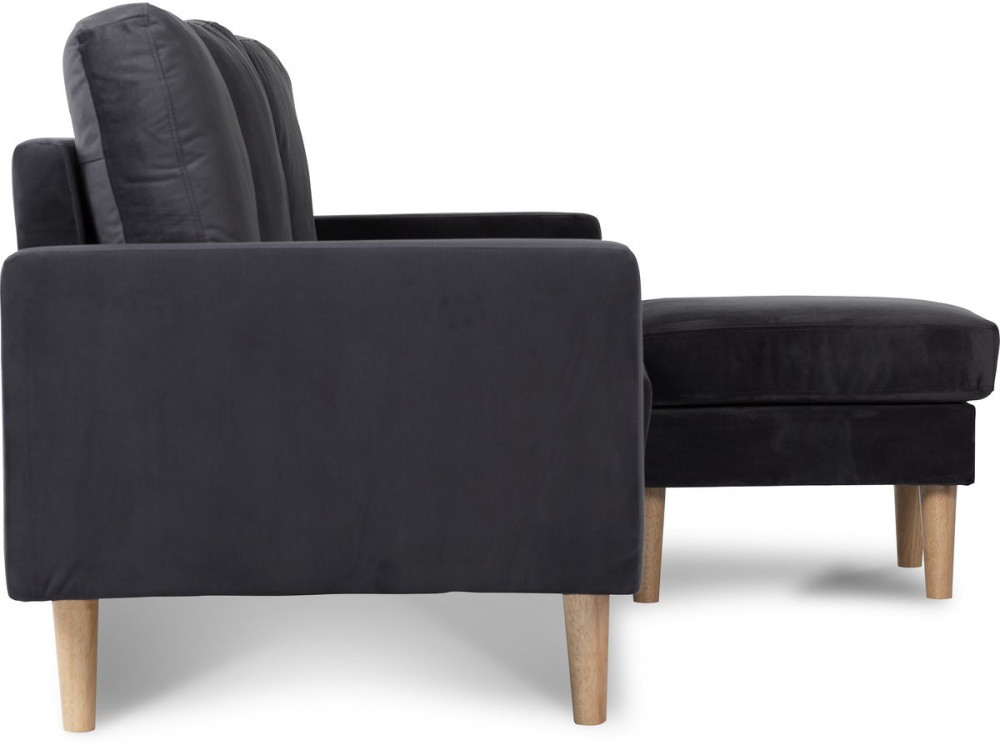 Reversible corner sofa "Gabby" in velvet - 3-seater sofa - Dark Grey