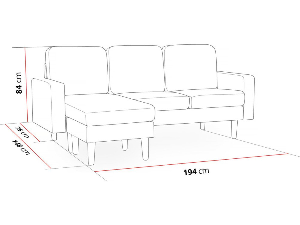 Reversible corner sofa "Gabby" in velvet - 3-seater sofa - Dark Grey