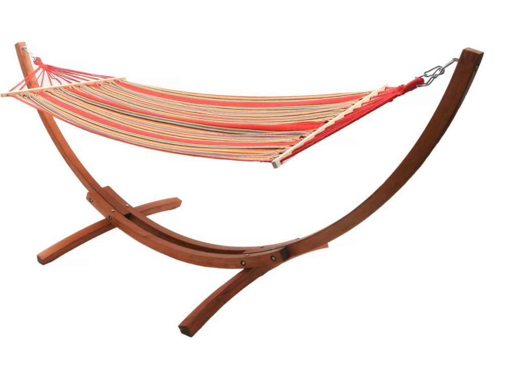 Coton fabric hammock with a wooden frame "Dallas" - 3m - Mixed red