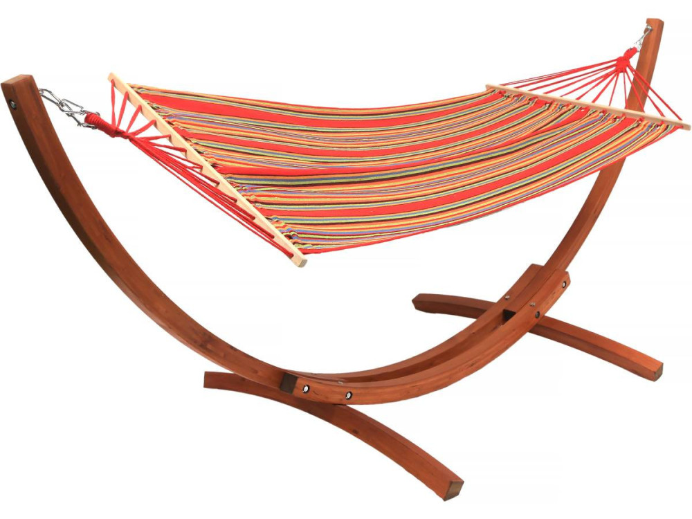 Coton fabric hammock with a wooden frame "Dallas" - 3m - Mixed red