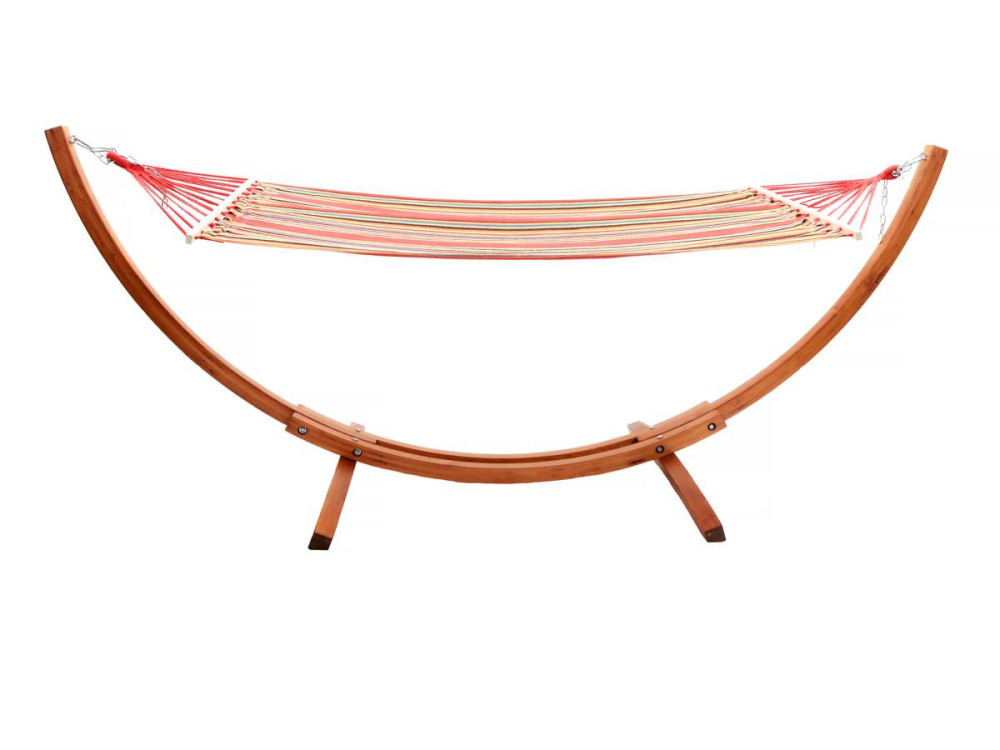 Coton fabric hammock with a wooden frame "Dallas" - 3m - Mixed red