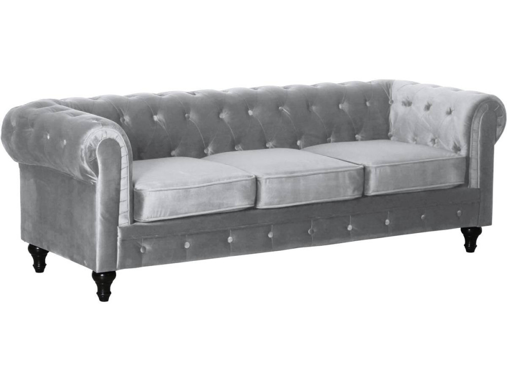 Sofa right fixed Chesterfield "Aliza"  - 3 seater - Grey
