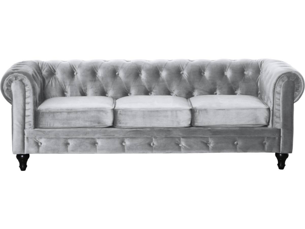 Sofa right fixed Chesterfield "Aliza"  - 3 seater - Grey