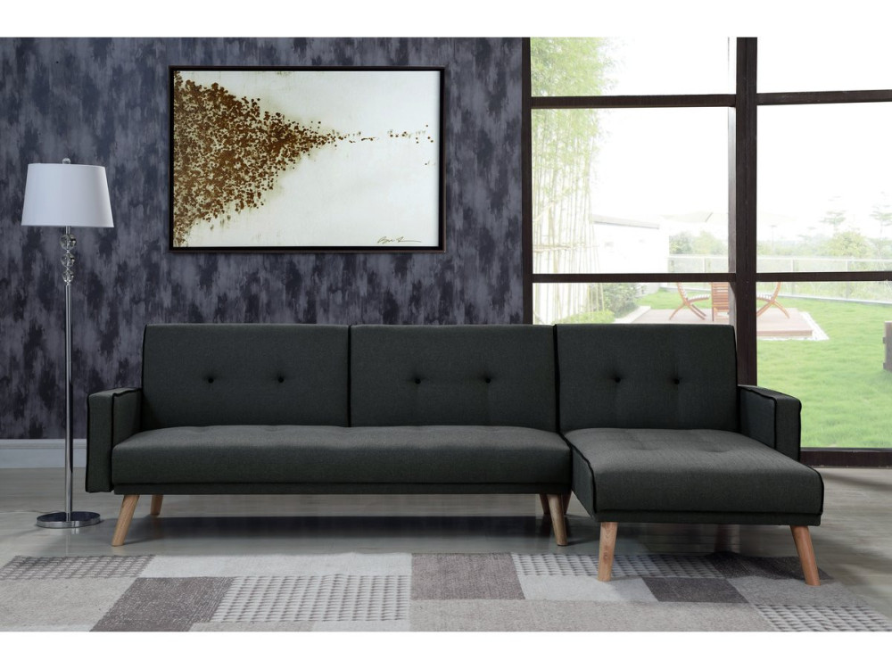 Convertible, reversible corner sofa "Jules"- 3-seater - Dark grey