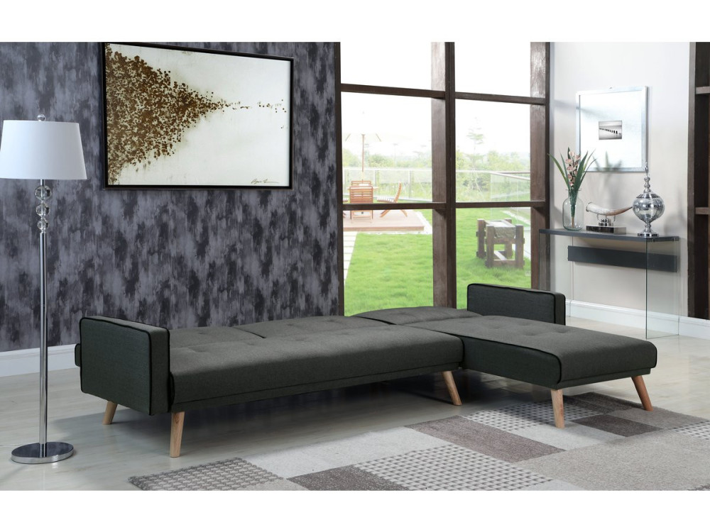 Convertible, reversible corner sofa "Jules"- 3-seater - Dark grey