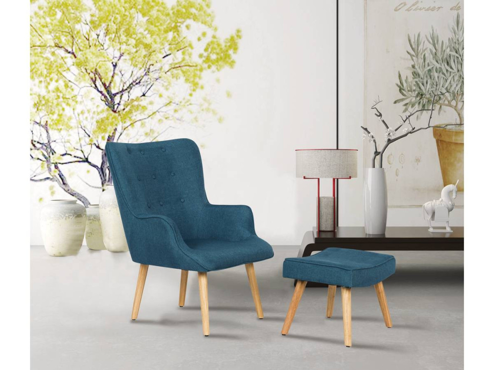 Scandinavian style armchair made of fabric "Odense" - Dark blue