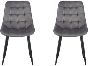 Set of 2 "Victoria" velvet chairs - Grey