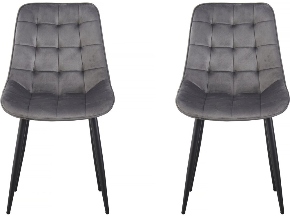 Set of 2 "Victoria" velvet chairs - Grey