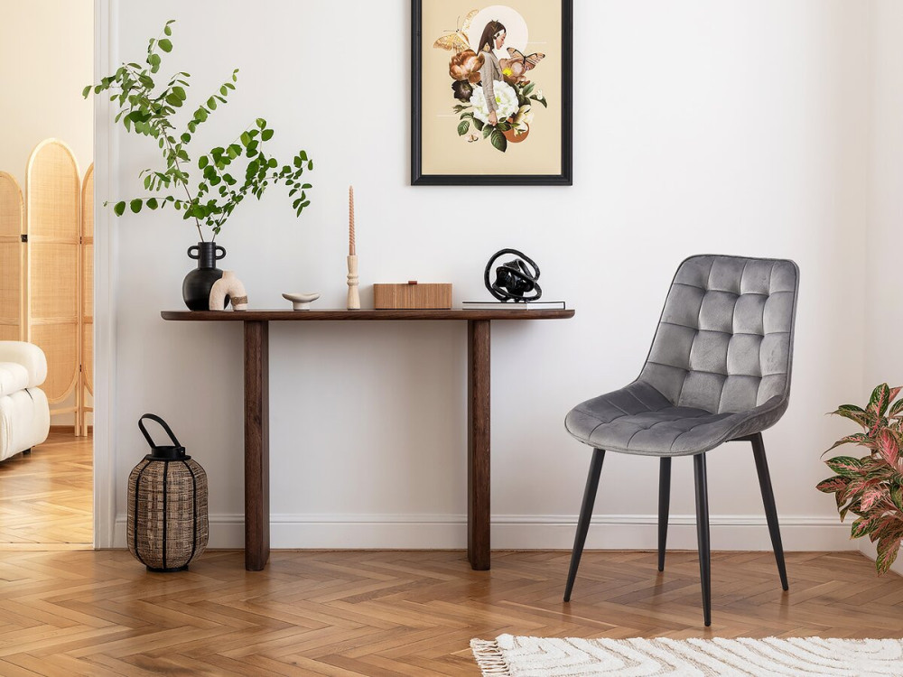Set of 2 "Victoria" velvet chairs - Grey