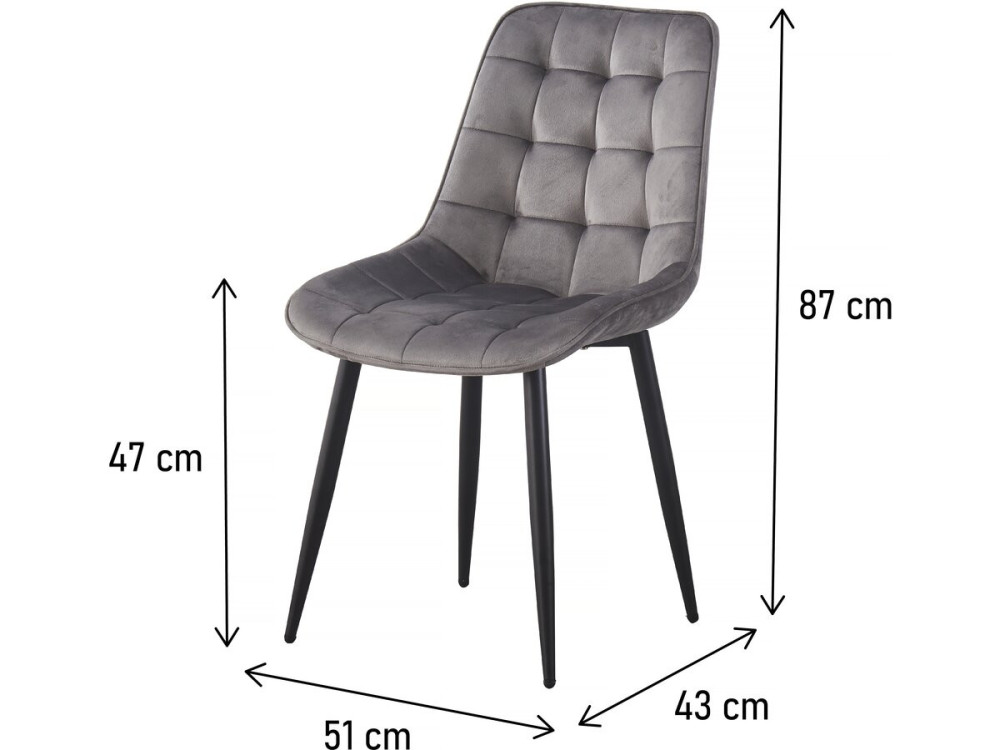 Set of 2 "Victoria" velvet chairs - Grey