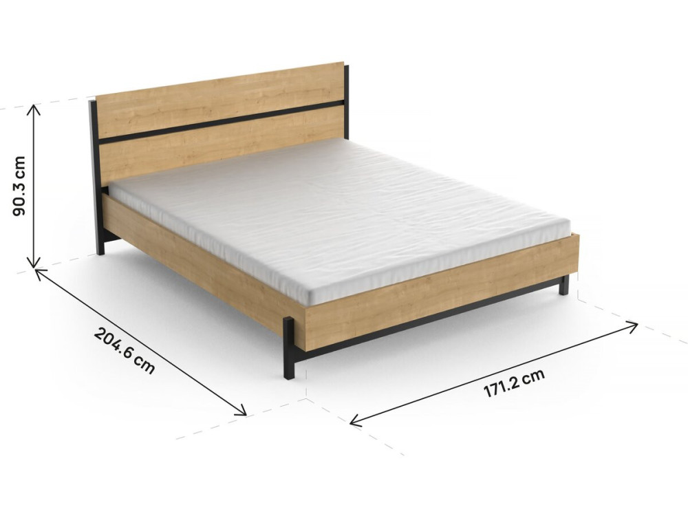 "Craft" Double Bed - Wood - 160 x 200 cm - Brown