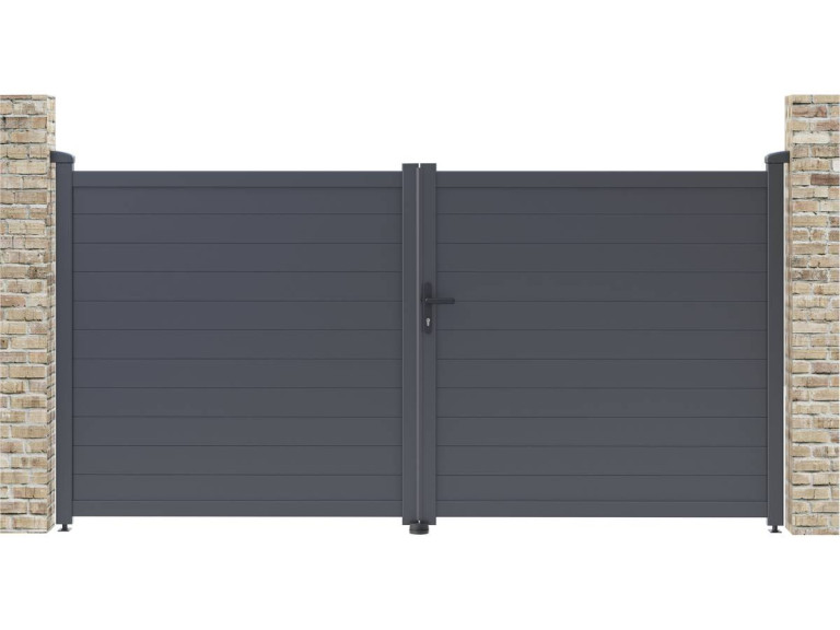 Aluminium garden gate door "Marc" - 299.5 x 155.9 cm - Grey