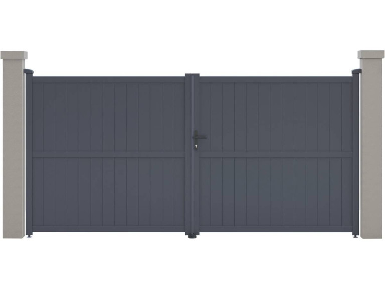 Aluminium garden gate door "Maurice" - 349.5 x 155.9 cm - Grey