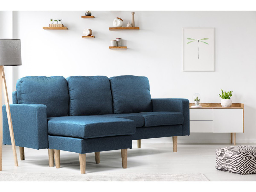 Reversible corner sofa "Gabby" in fabric - 3 seats - Blue