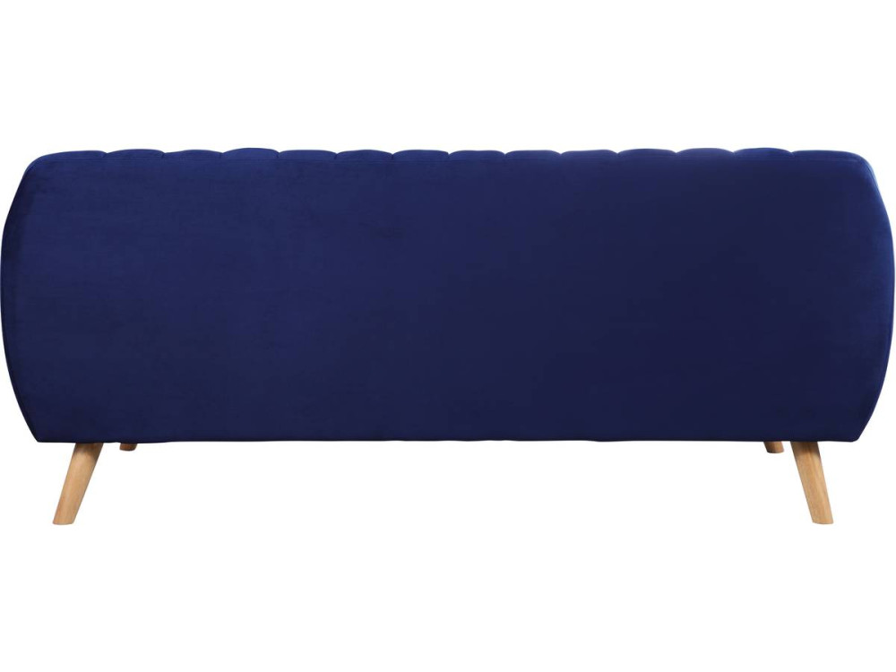 Fixed Scandinavian velvet sofa "Jarvis" - 3 seats - Dark blue.