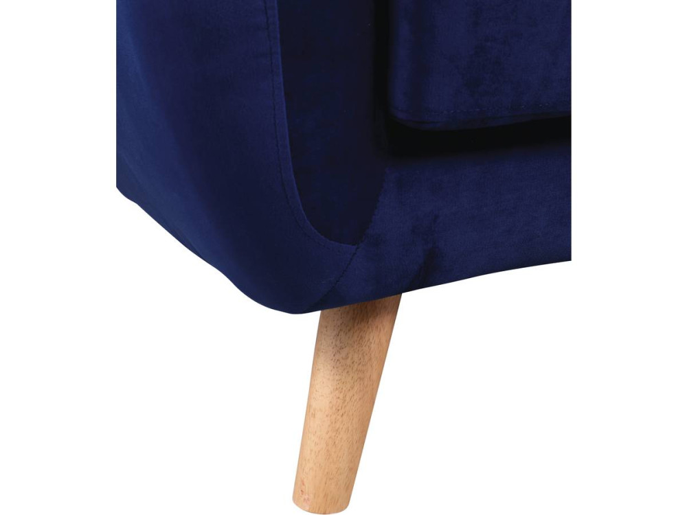 Fixed Scandinavian velvet sofa "Jarvis" - 3 seats - Dark blue.