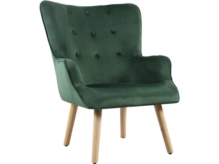 Scandinavian style velvet armchair "Odense" - 73 x 81 x 92.5 cm - 1 seater - Green