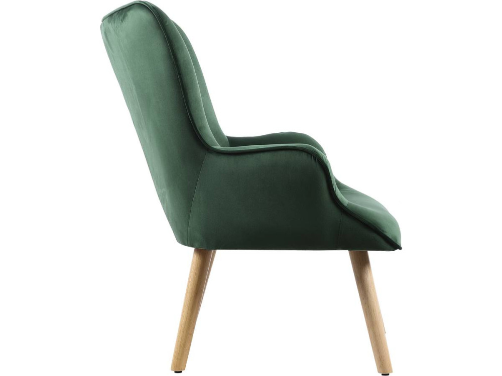 Scandinavian style velvet armchair "Odense" - 73 x 81 x 92.5 cm - 1 seater - Green