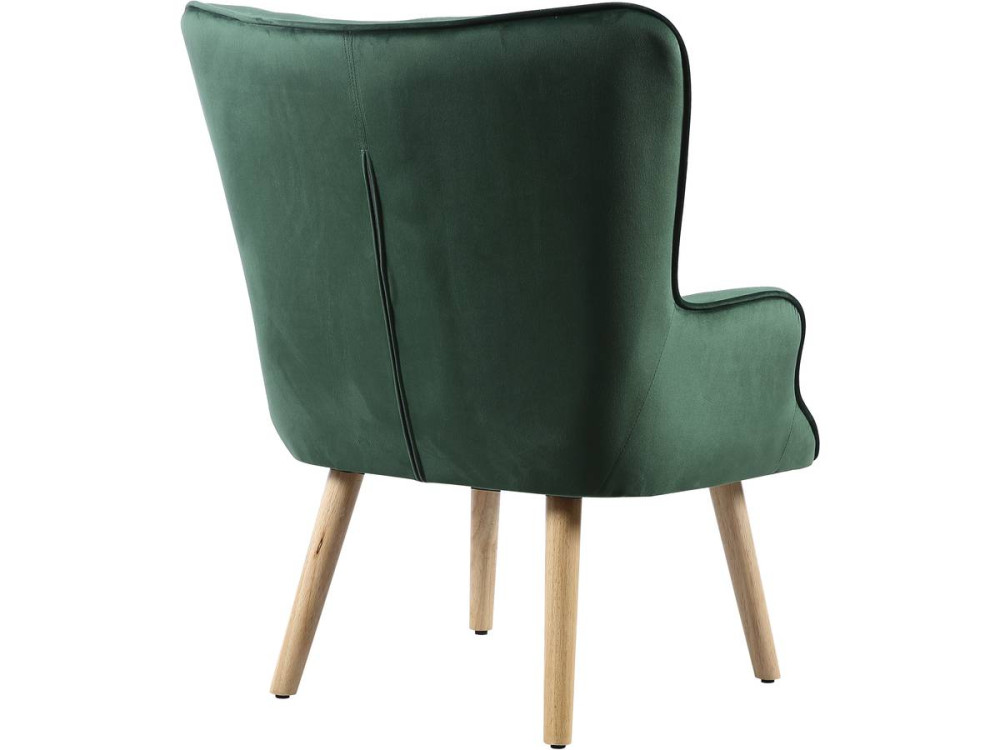 Scandinavian style velvet armchair "Odense" - 73 x 81 x 92.5 cm - 1 seater - Green
