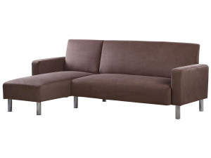 Angled Reversible Fabric Corner Sofa "Rio" - 4 places -Brown