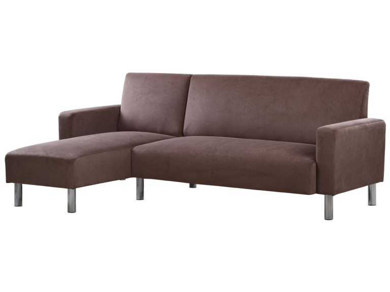 Angled Reversible Fabric Corner Sofa "Rio" - 4 places -Brown