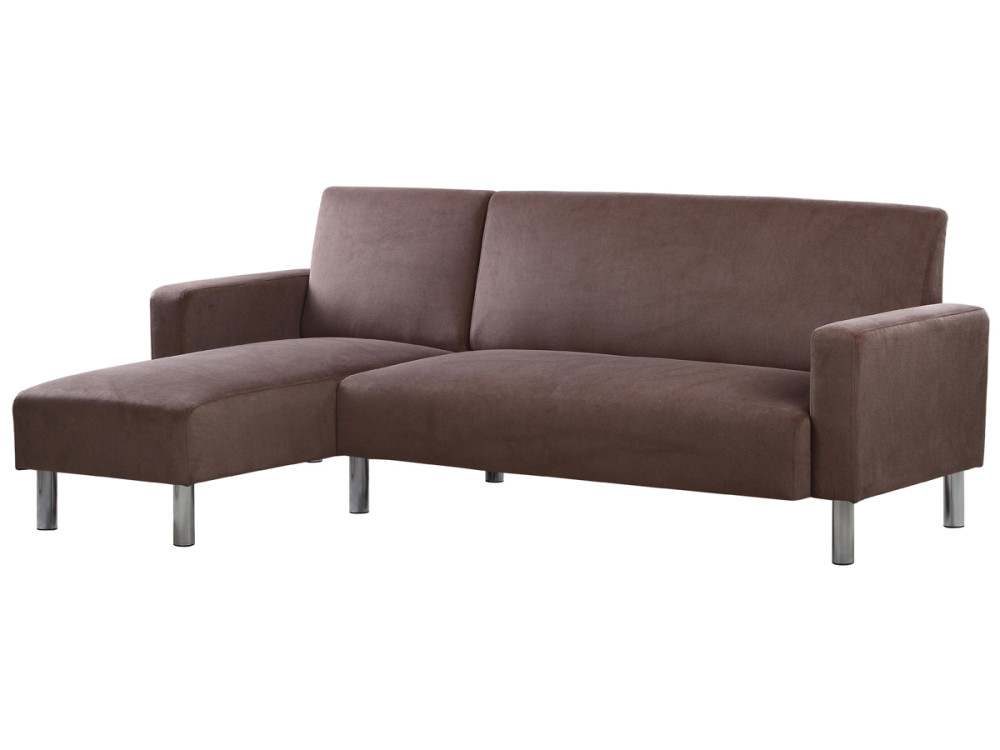 Angled Reversible Fabric Corner Sofa "Rio" - 4 places -Brown