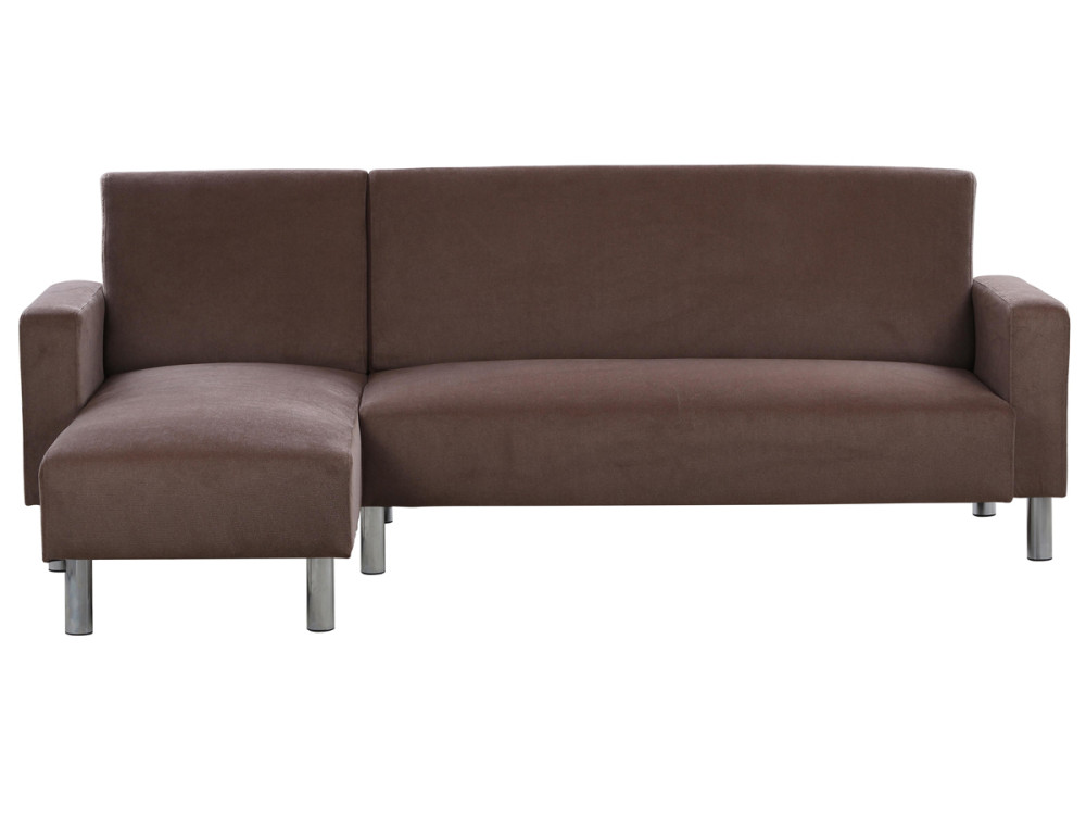 Angled Reversible Fabric Corner Sofa "Rio" - 4 places -Brown