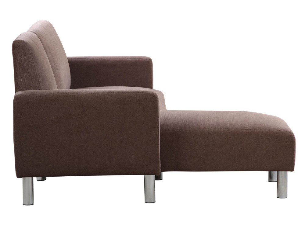 Angled Reversible Fabric Corner Sofa "Rio" - 4 places -Brown