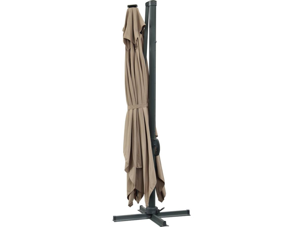 Sun 3 Luxe 3 x 3 m offset LED aluminum garden parasol - Taupe