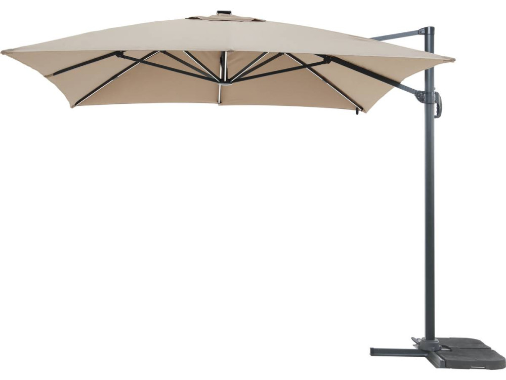 Sun 3 Luxe 3 x 3 m offset LED aluminum garden parasol - Taupe