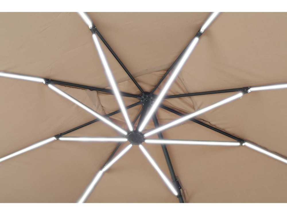 Sun 3 Luxe 3 x 3 m offset LED aluminum garden parasol - Taupe