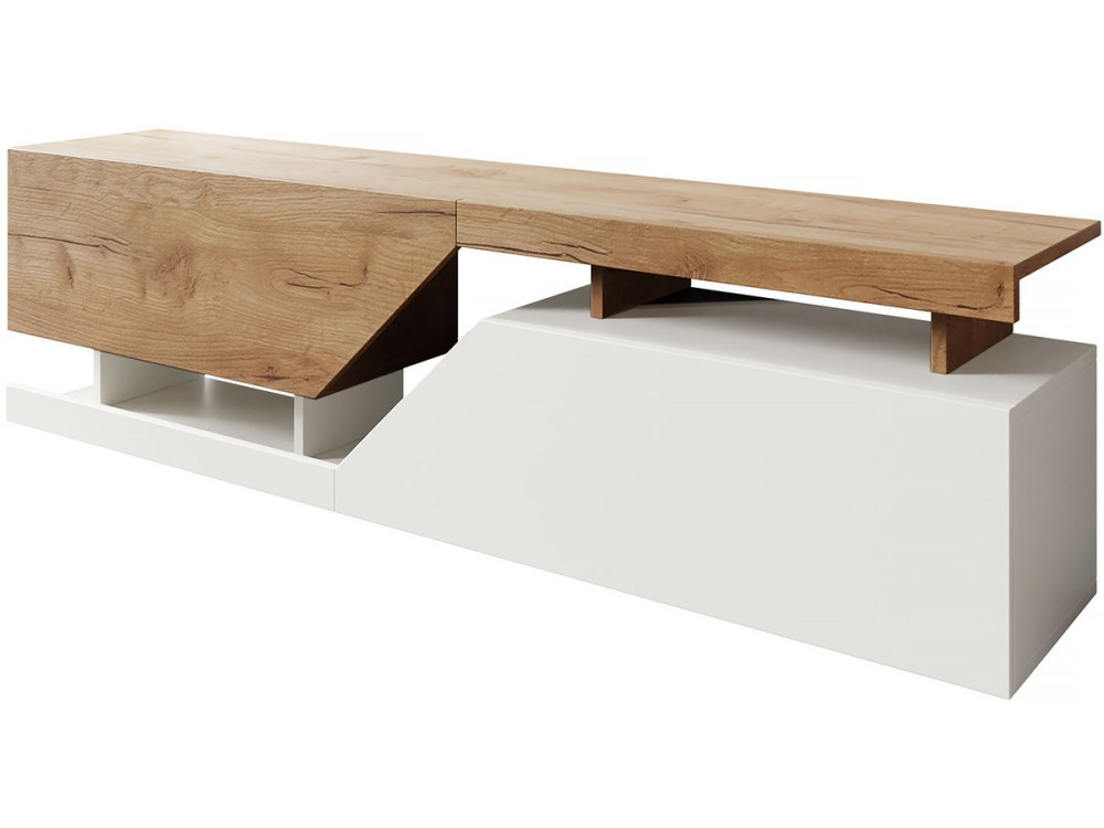 Ceelias TV cabinet - 160 x 46 x 35 cm - White/Brown