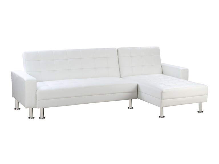 Convertible Angled Corner Sofa "Theo" - 4 places -  White