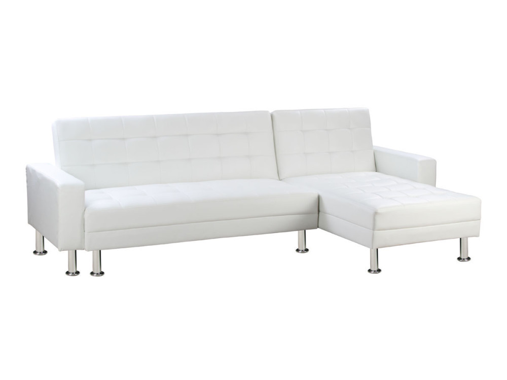 Convertible Angled Corner Sofa "Theo" - 4 places -  White