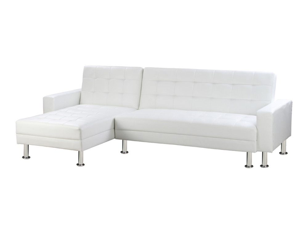 Convertible Angled Corner Sofa "Theo" - 4 places -  White